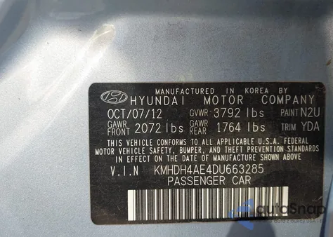 2013 Hyundai Elantra Gls/Limited from USA, damaged, VIN KMHDH4AE4DU663285